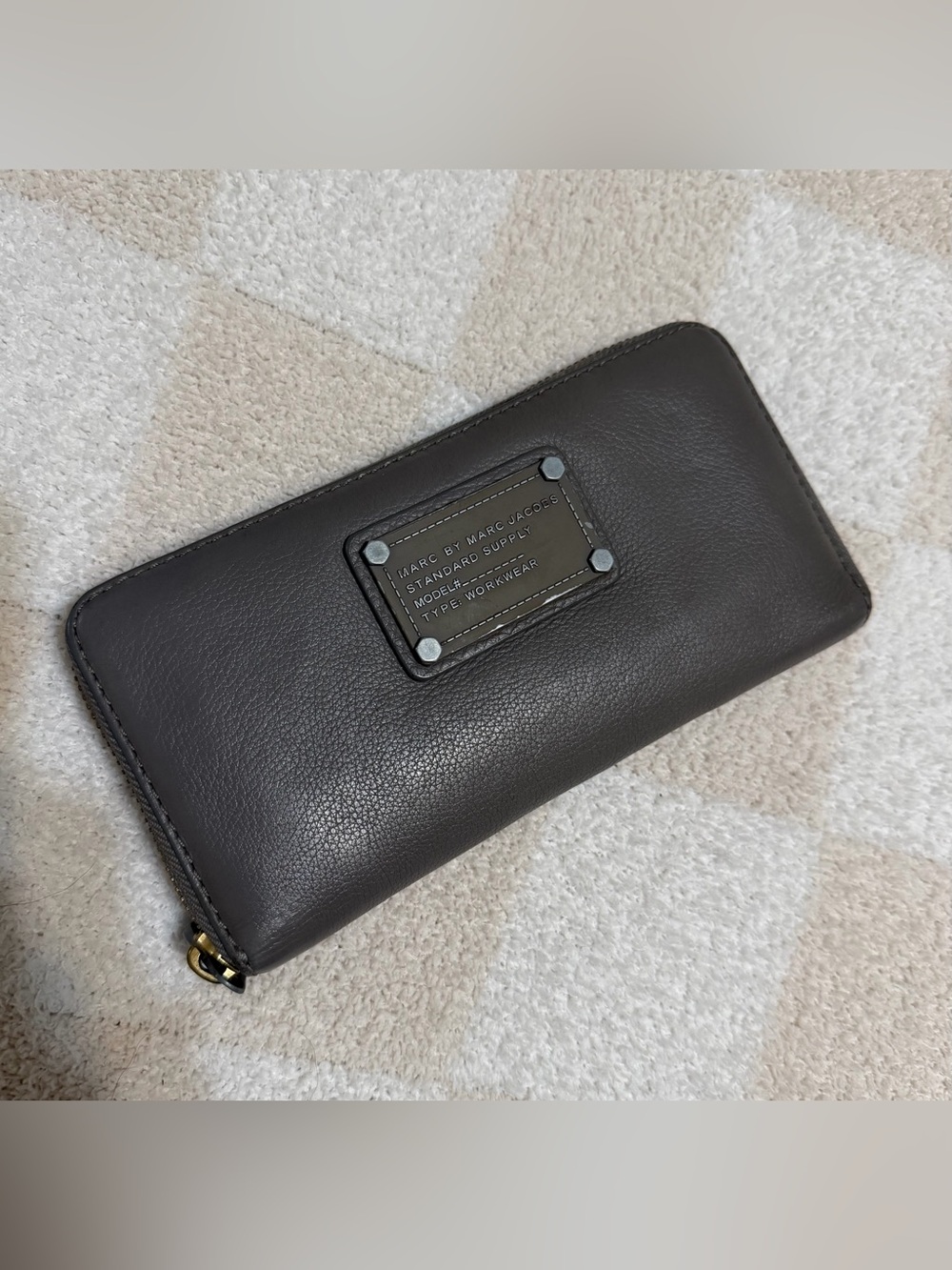 Marc by Marc Jacobs Leather Zip Around Wallet with Logo Plaque